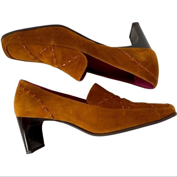 Andre Assous Featherweight Brown Suede Square Toed Shoes Size 7 - Picture 3 of 9